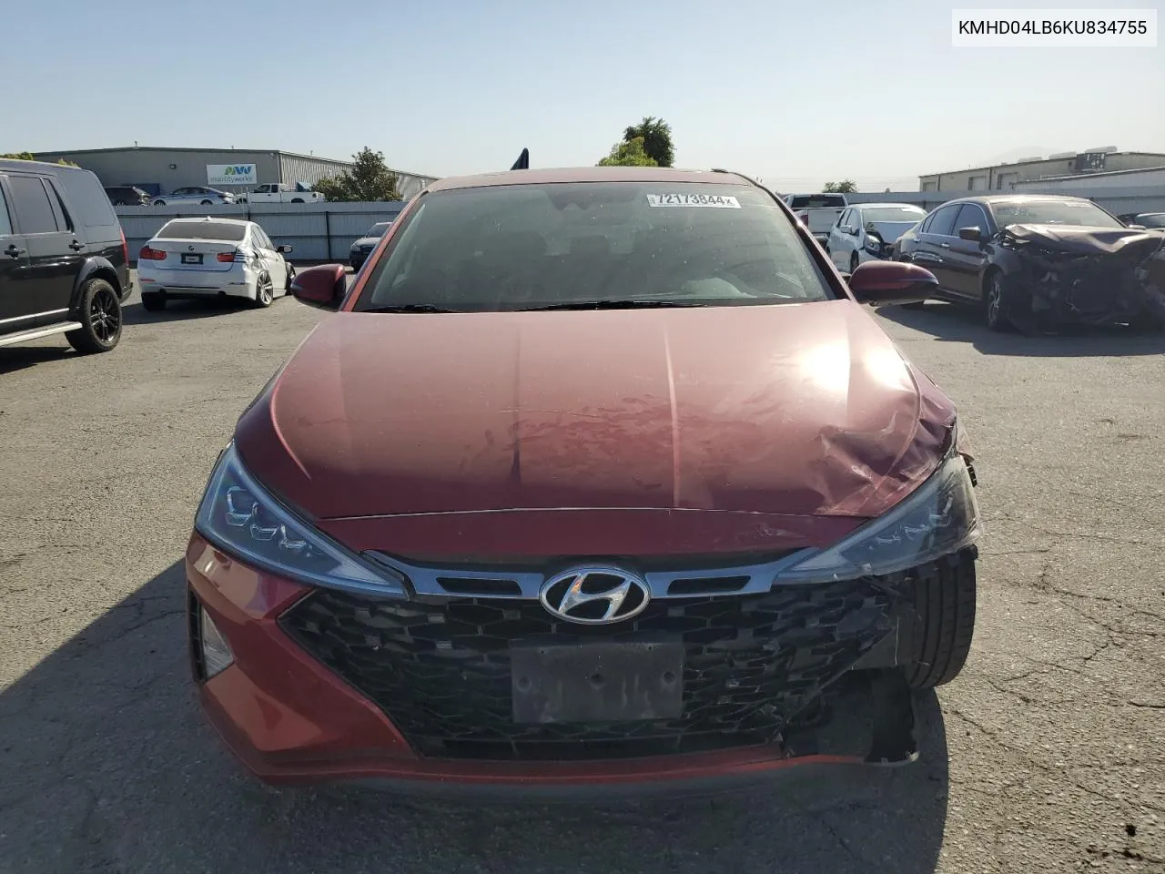 2019 Hyundai Elantra Sport VIN: KMHD04LB6KU834755 Lot: 72173844