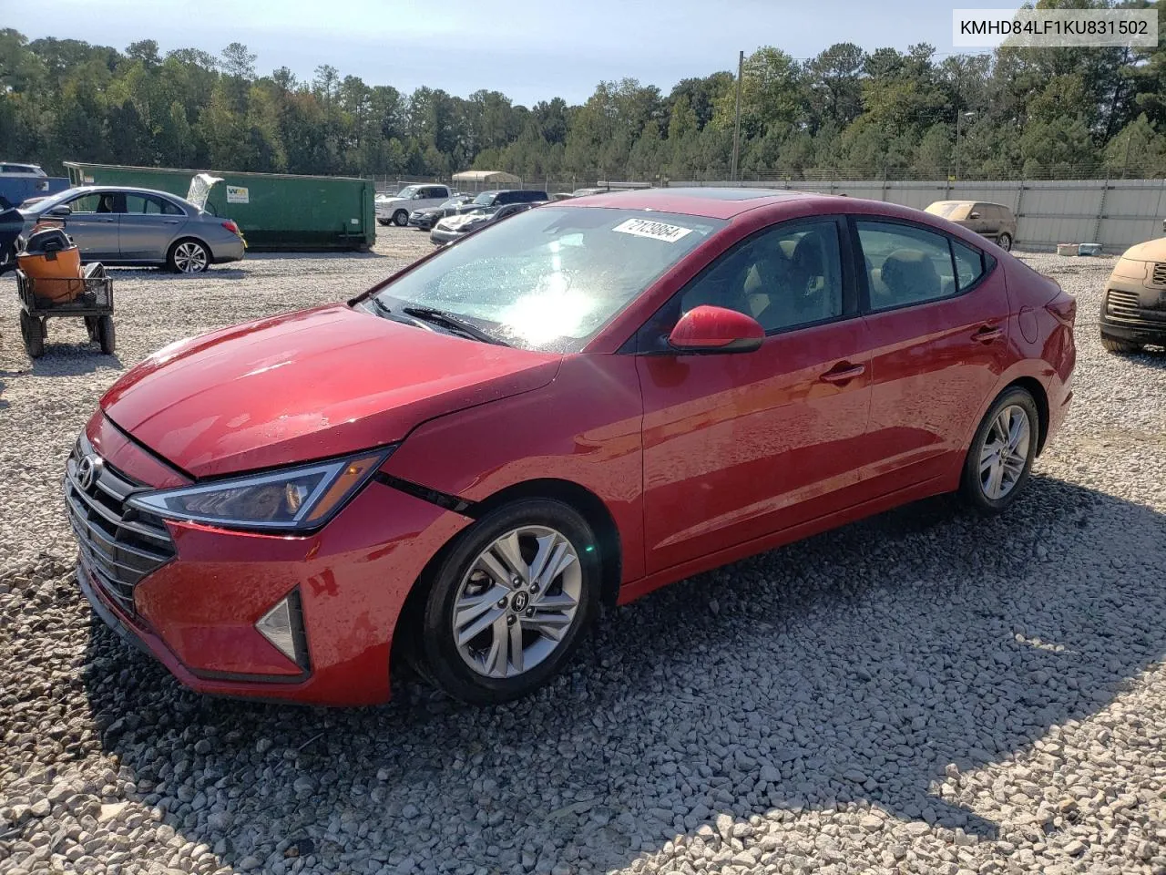 2019 Hyundai Elantra Sel VIN: KMHD84LF1KU831502 Lot: 72189864