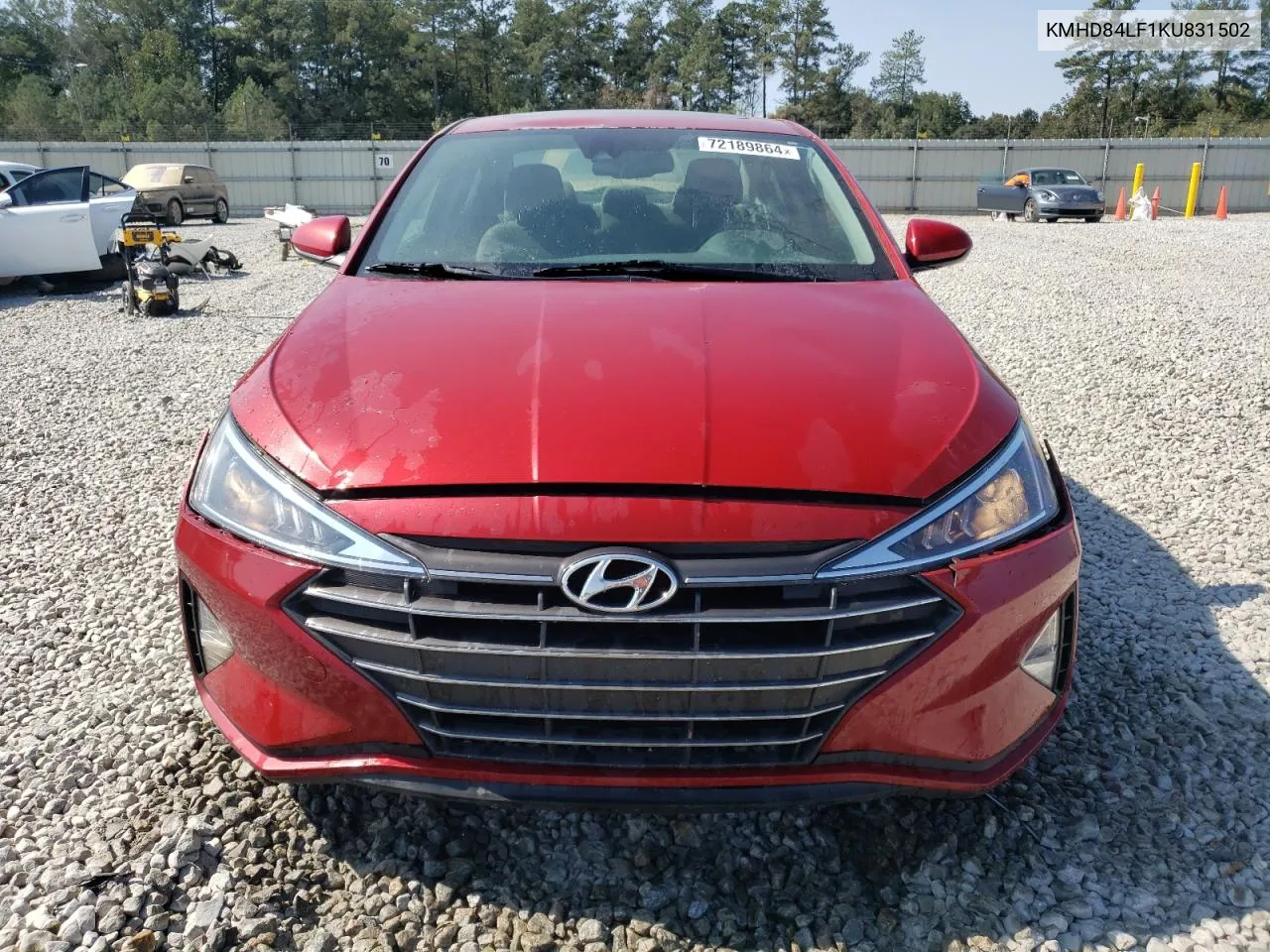 2019 Hyundai Elantra Sel VIN: KMHD84LF1KU831502 Lot: 72189864