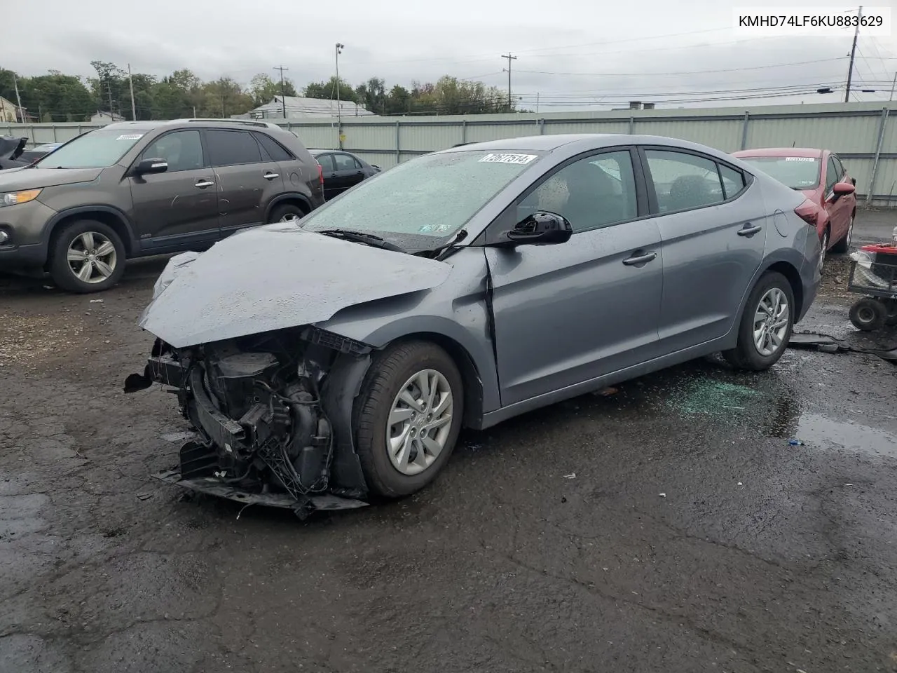 2019 Hyundai Elantra Se VIN: KMHD74LF6KU883629 Lot: 72677514