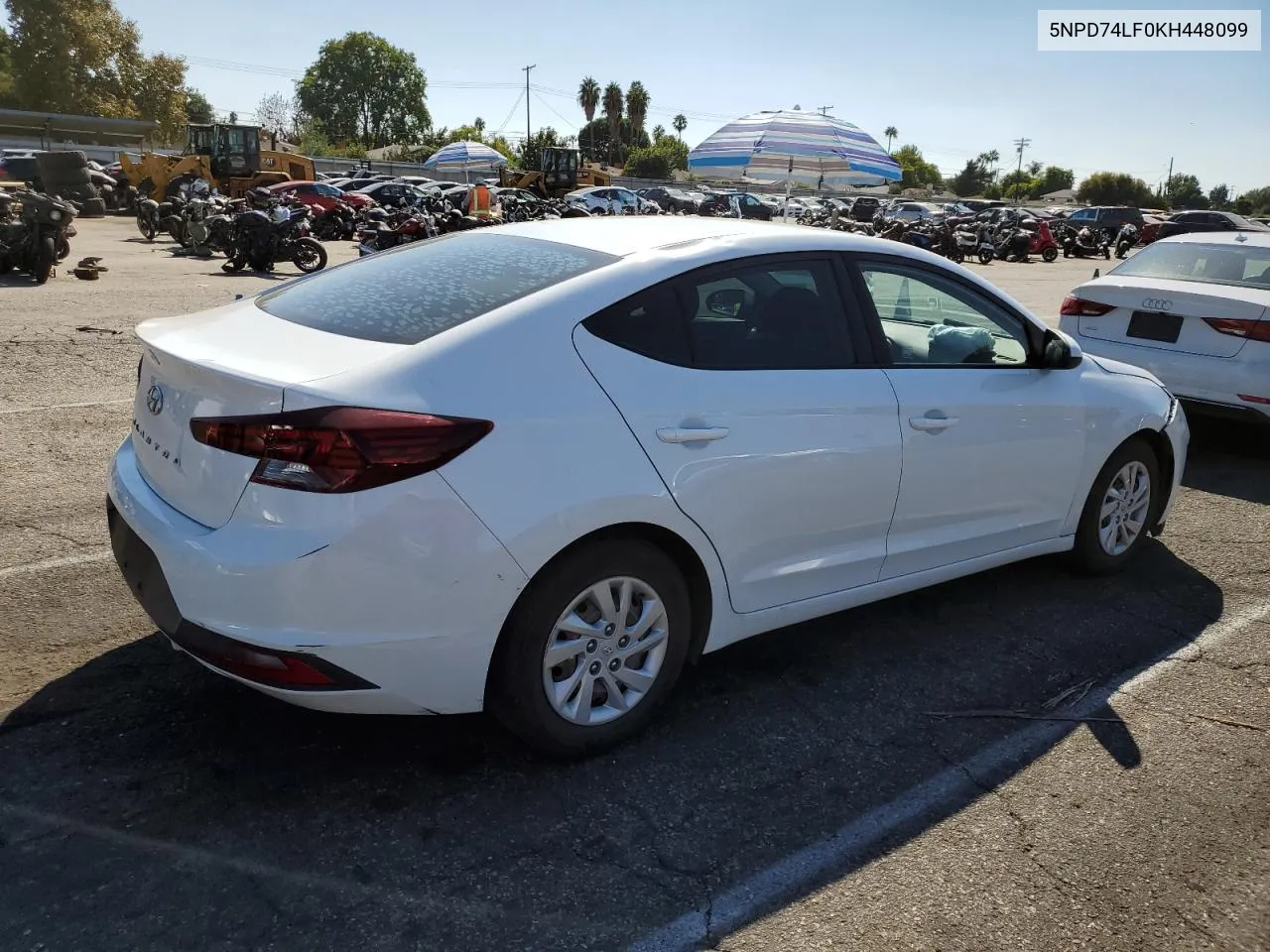 2019 Hyundai Elantra Se VIN: 5NPD74LF0KH448099 Lot: 73056884