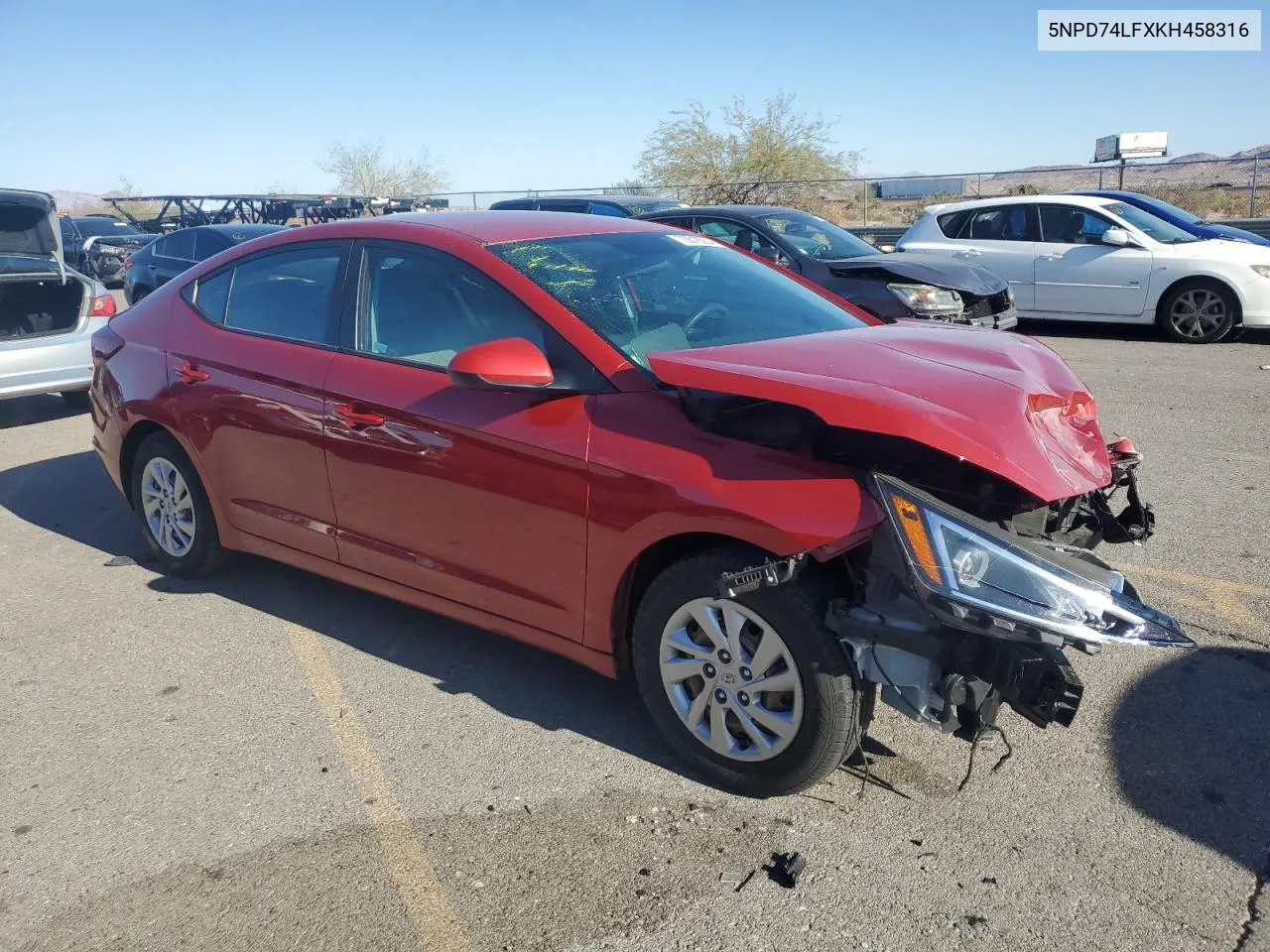 2019 Hyundai Elantra Se VIN: 5NPD74LFXKH458316 Lot: 73518204