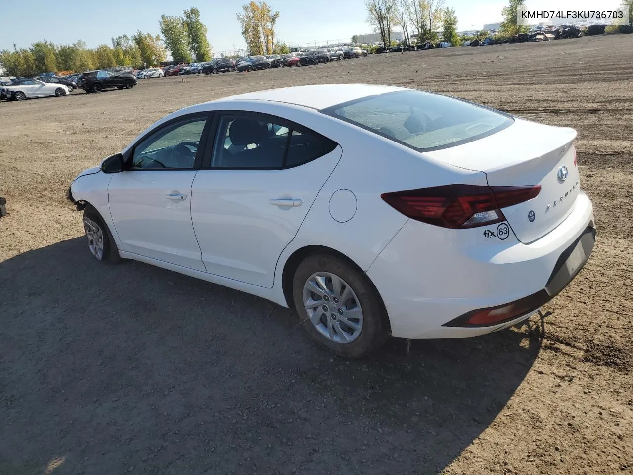 2019 Hyundai Elantra Se VIN: KMHD74LF3KU736703 Lot: 73655724