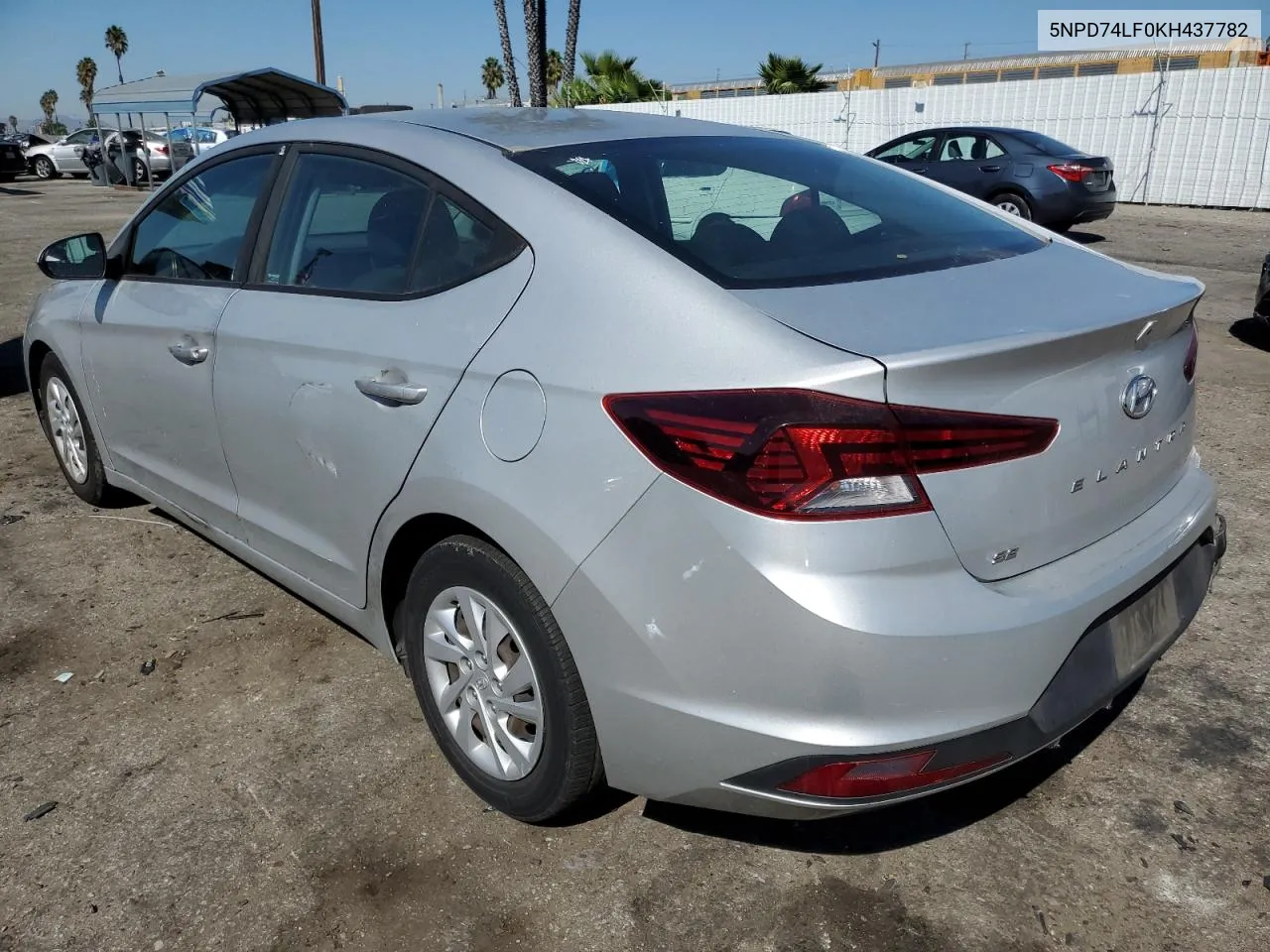 2019 Hyundai Elantra Se VIN: 5NPD74LF0KH437782 Lot: 74597284