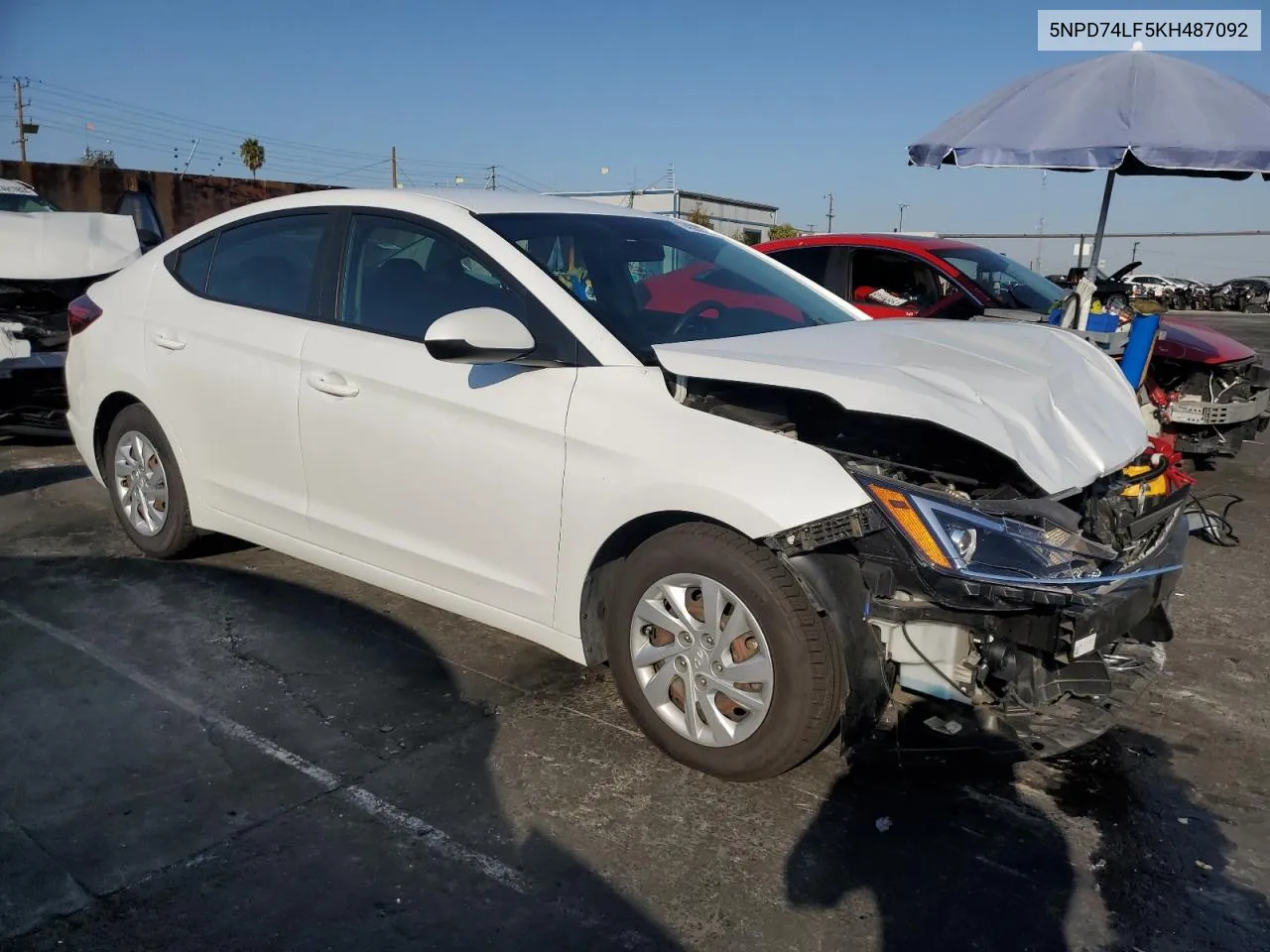 2019 Hyundai Elantra Se VIN: 5NPD74LF5KH487092 Lot: 74632734