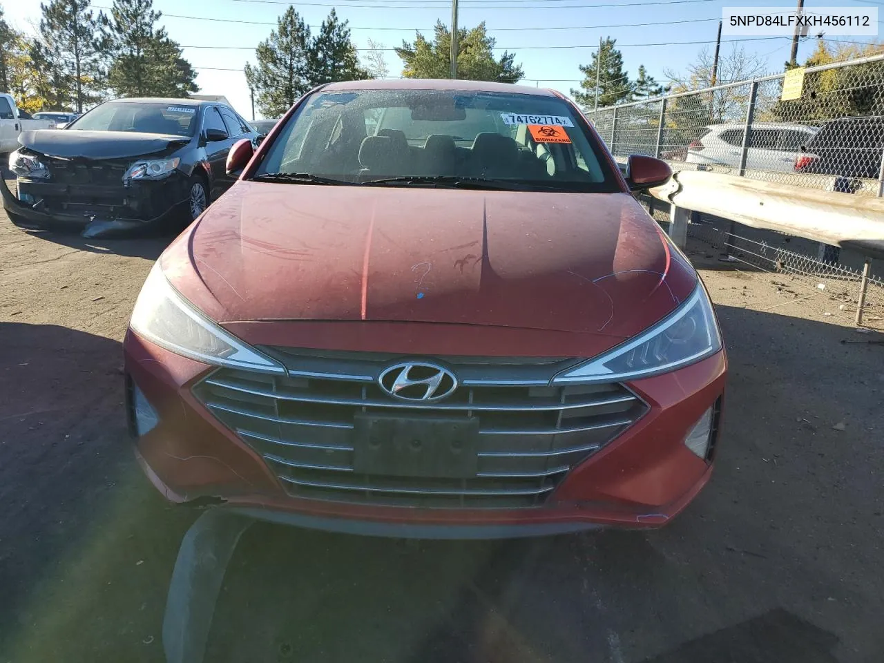 2019 Hyundai Elantra Sel VIN: 5NPD84LFXKH456112 Lot: 74762774