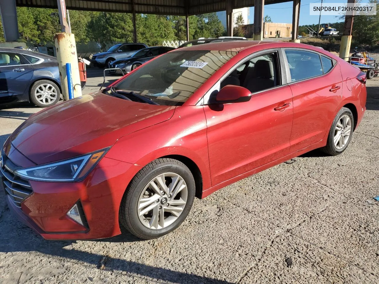 2019 Hyundai Elantra Sel VIN: 5NPD84LF2KH420317 Lot: 75032824