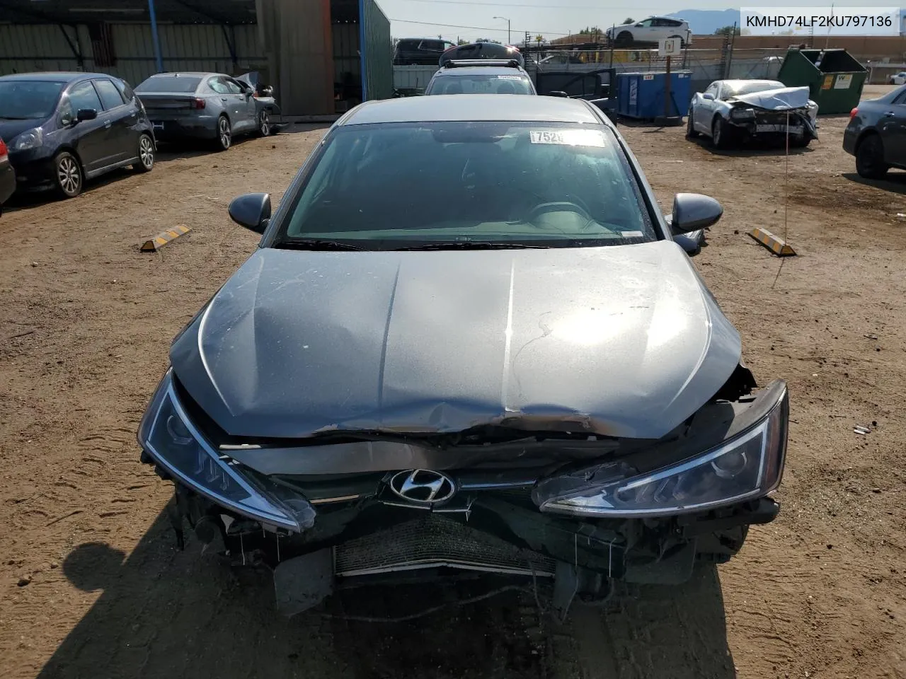 2019 Hyundai Elantra Se VIN: KMHD74LF2KU797136 Lot: 75201254