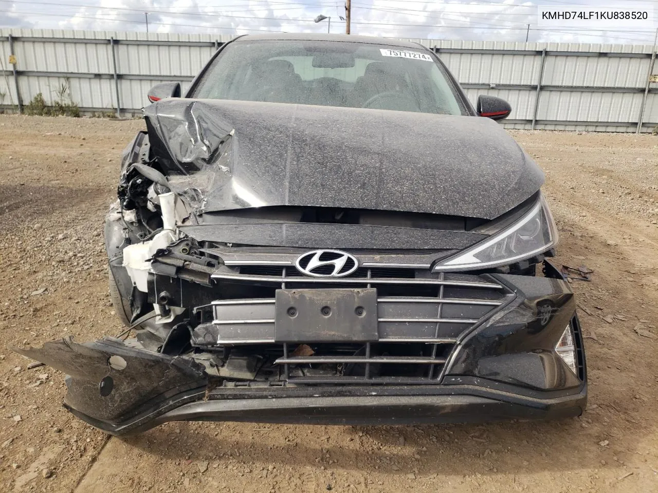 2019 Hyundai Elantra Se VIN: KMHD74LF1KU838520 Lot: 75777274