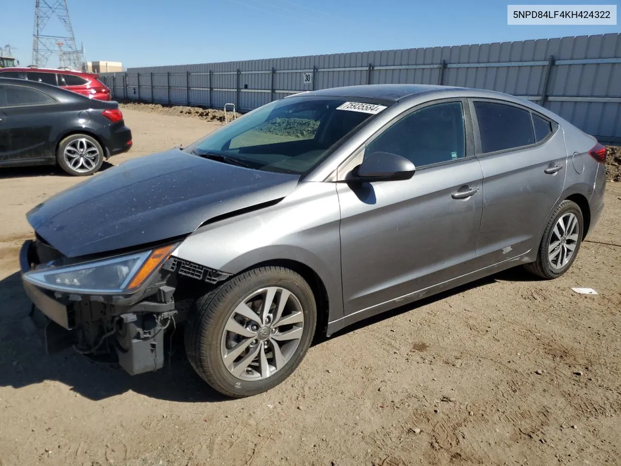 2019 Hyundai Elantra Sel VIN: 5NPD84LF4KH424322 Lot: 75935584