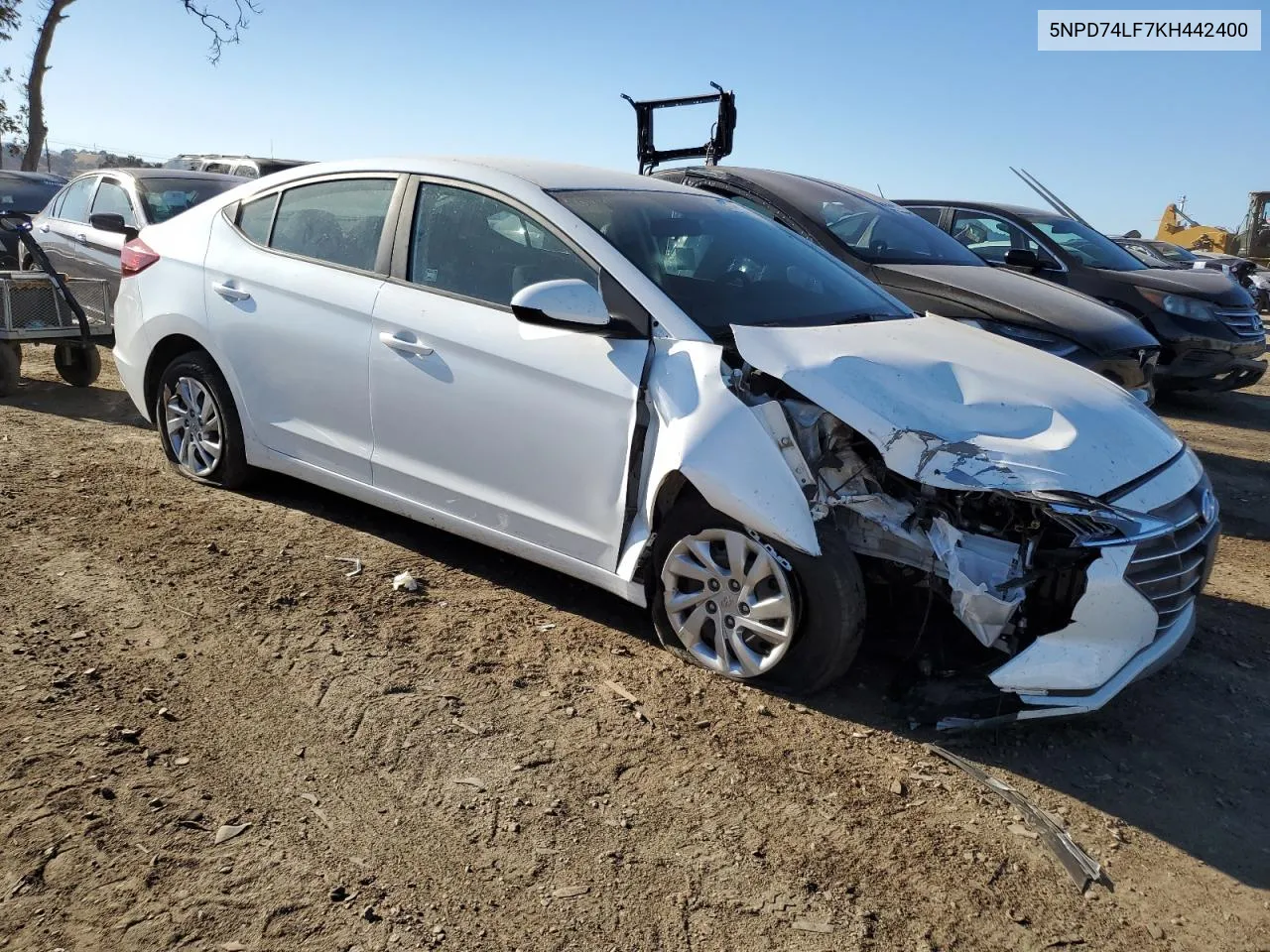 2019 Hyundai Elantra Se VIN: 5NPD74LF7KH442400 Lot: 77249544