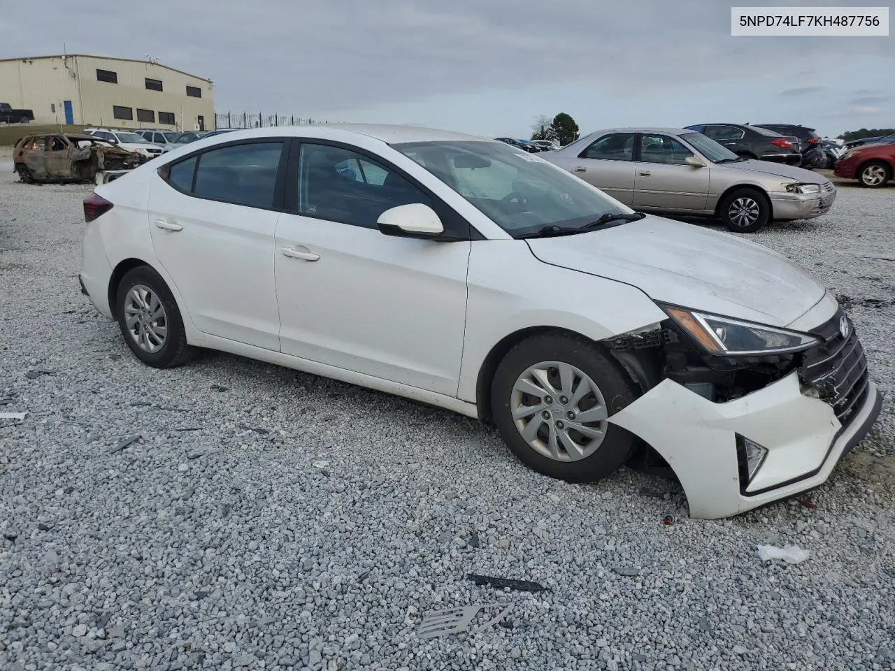 2019 Hyundai Elantra Se VIN: 5NPD74LF7KH487756 Lot: 77257714