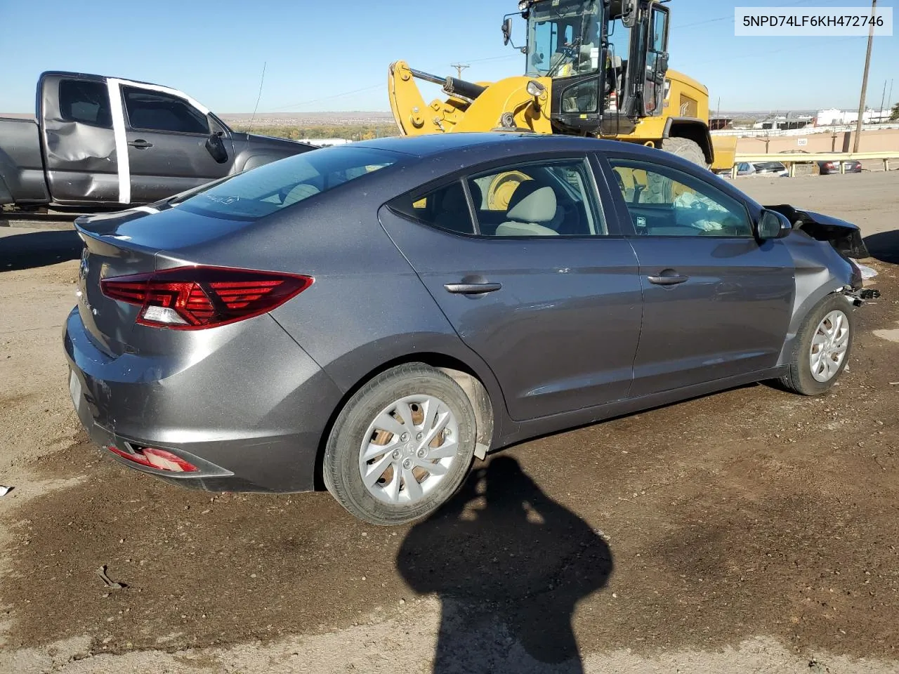 2019 Hyundai Elantra Se VIN: 5NPD74LF6KH472746 Lot: 77697944