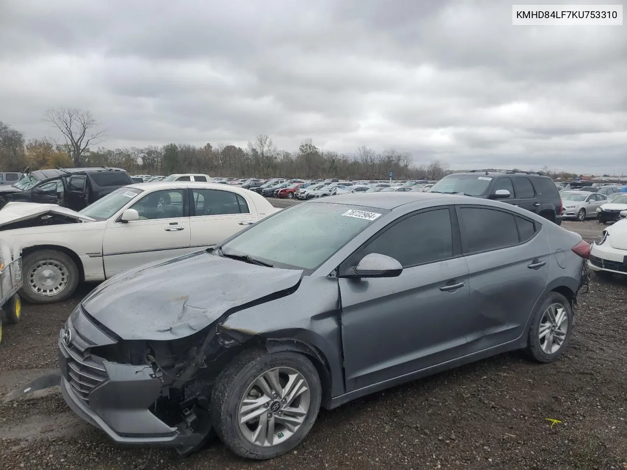 2019 Hyundai Elantra Sel VIN: KMHD84LF7KU753310 Lot: 78722964