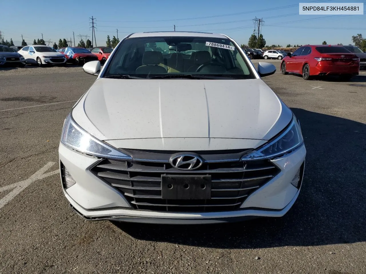 2019 Hyundai Elantra Sel VIN: 5NPD84LF3KH454881 Lot: 78869414