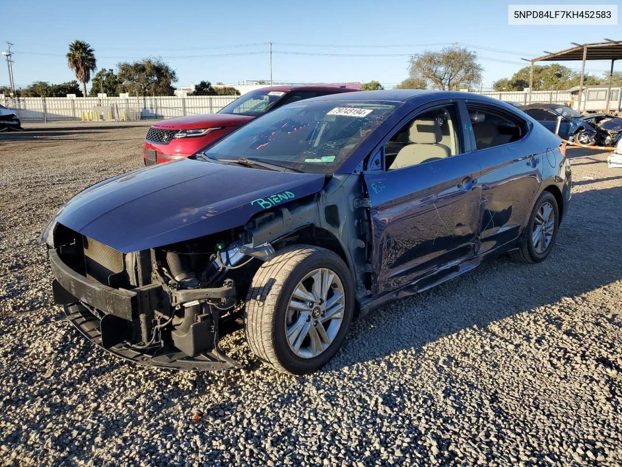 2019 Hyundai Elantra Sel VIN: 5NPD84LF7KH452583 Lot: 79745194