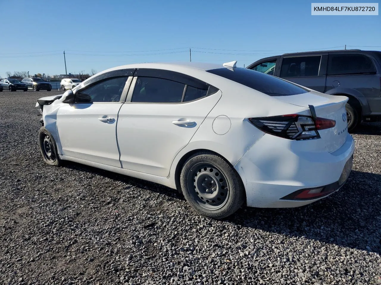 2019 Hyundai Elantra Sel VIN: KMHD84LF7KU872720 Lot: 80504654