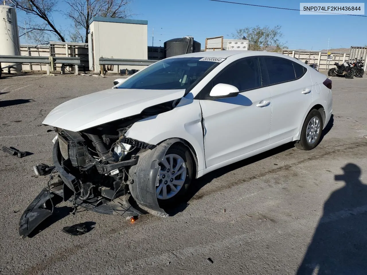 2019 Hyundai Elantra Se VIN: 5NPD74LF2KH436844 Lot: 80585884