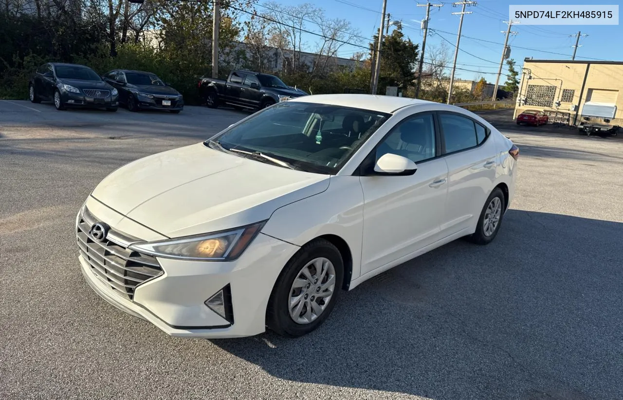 2019 Hyundai Elantra Se VIN: 5NPD74LF2KH485915 Lot: 80760114