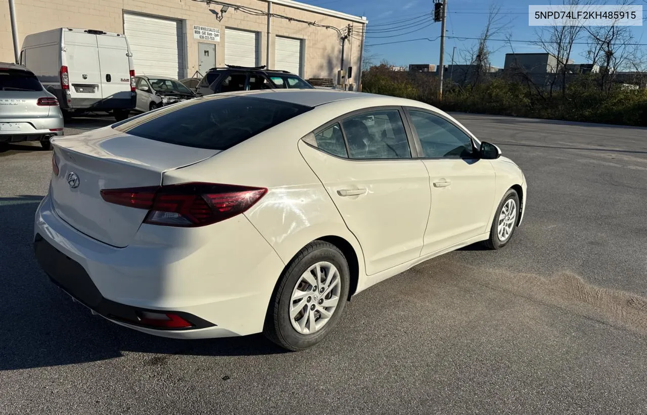 2019 Hyundai Elantra Se VIN: 5NPD74LF2KH485915 Lot: 80760114