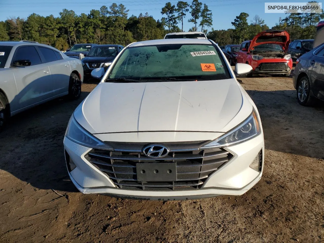 2019 Hyundai Elantra Sel VIN: 5NPD84LF8KH404669 Lot: 81694534