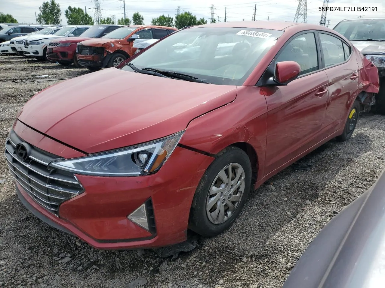 2020 Hyundai Elantra Se VIN: 5NPD74LF7LH542191 Lot: 60406604