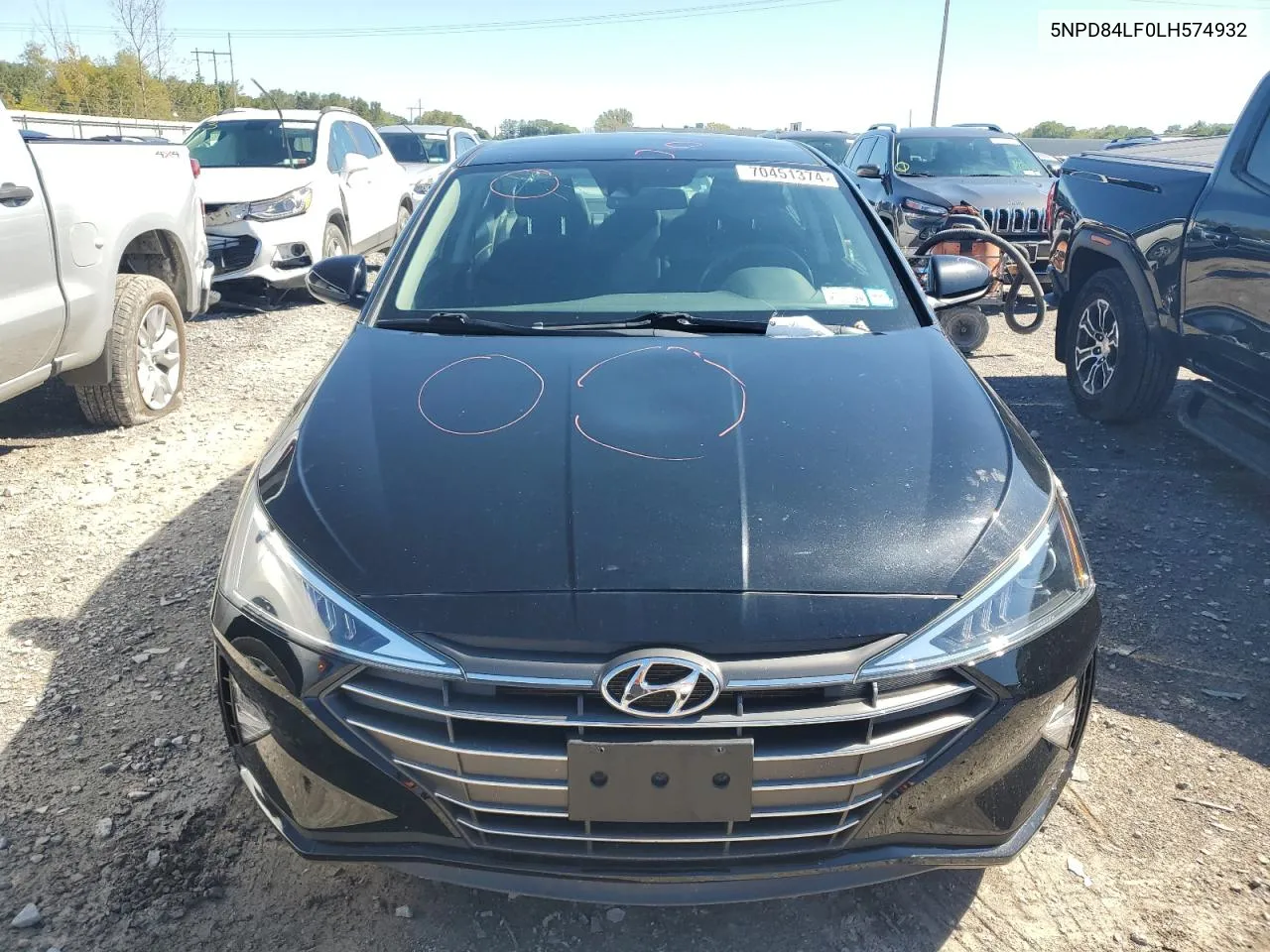 2020 Hyundai Elantra Sel VIN: 5NPD84LF0LH574932 Lot: 70451374