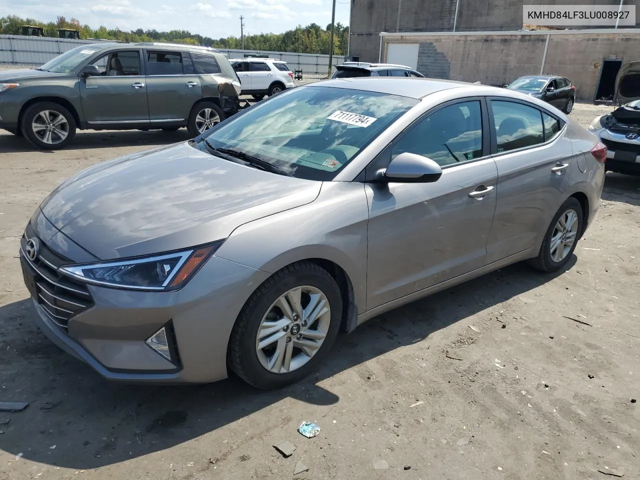 2020 Hyundai Elantra Sel VIN: KMHD84LF3LU008927 Lot: 71117794