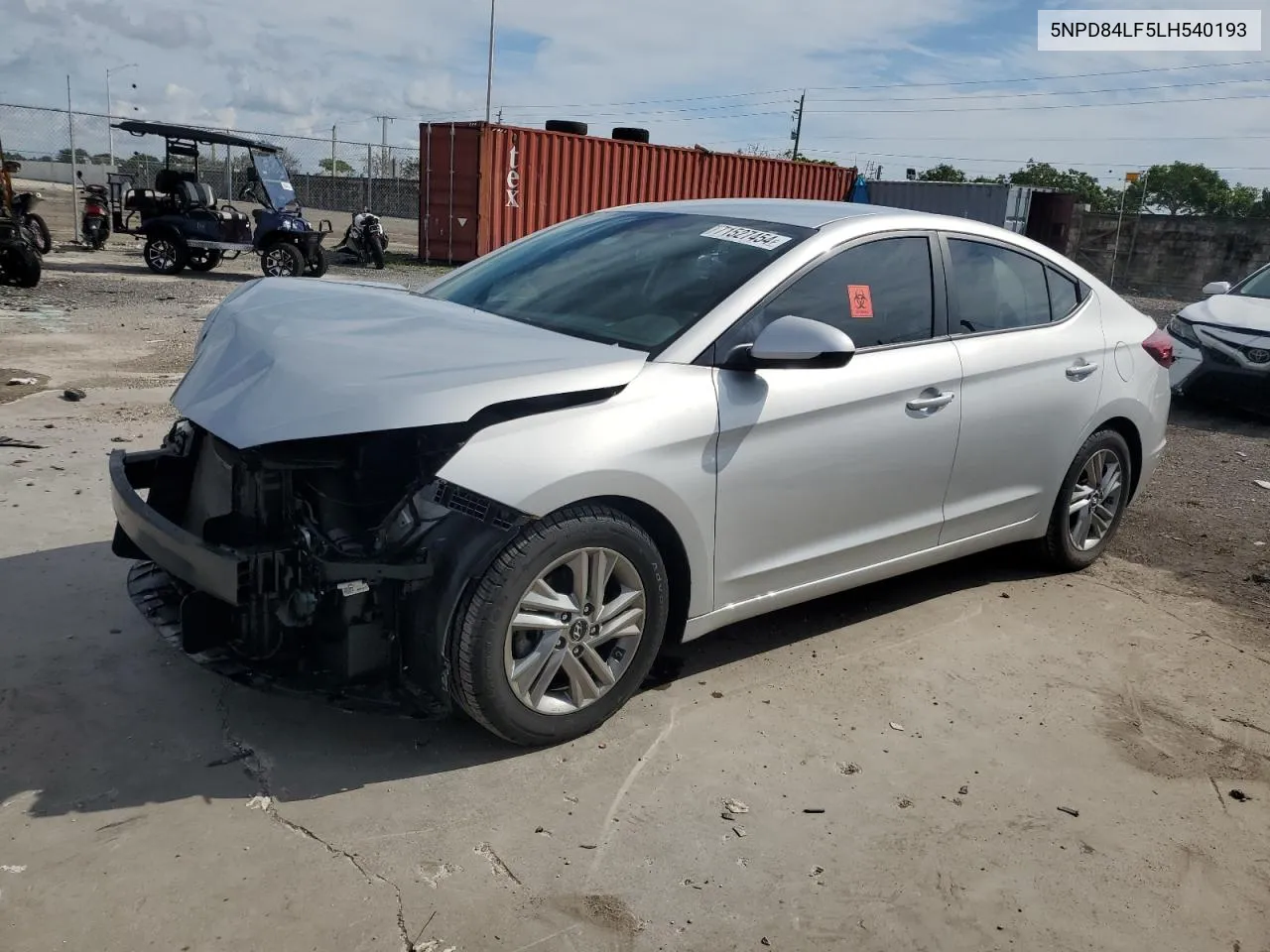 2020 Hyundai Elantra Sel VIN: 5NPD84LF5LH540193 Lot: 71527454