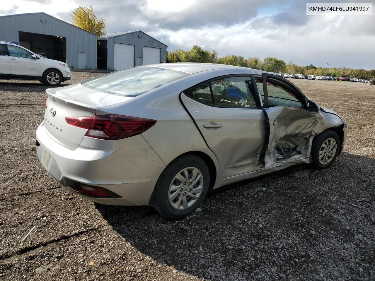 2020 Hyundai Elantra Se VIN: KMHD74LF6LU941997 Lot: 74790874