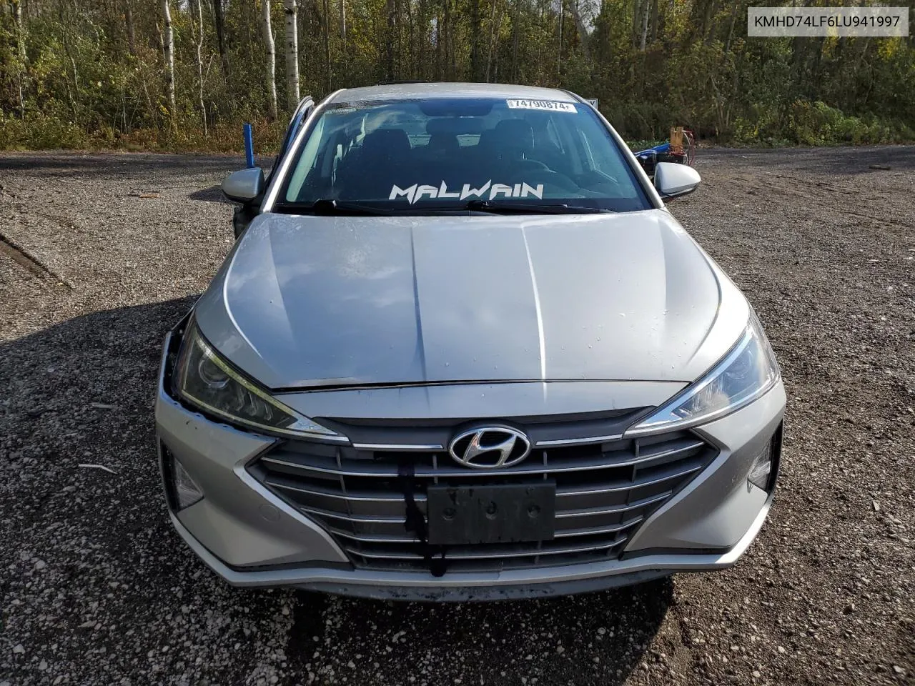 2020 Hyundai Elantra Se VIN: KMHD74LF6LU941997 Lot: 74790874