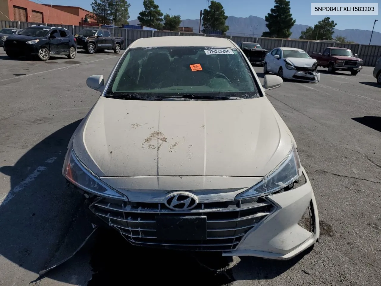 2020 Hyundai Elantra Sel VIN: 5NPD84LFXLH583203 Lot: 76033994