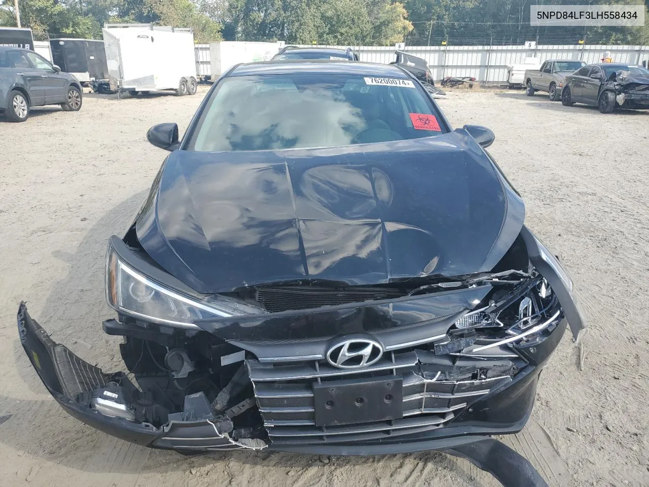 2020 Hyundai Elantra Sel VIN: 5NPD84LF3LH558434 Lot: 76200074