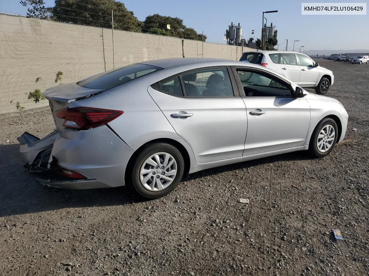 2020 Hyundai Elantra Se VIN: KMHD74LF2LU106429 Lot: 76787584