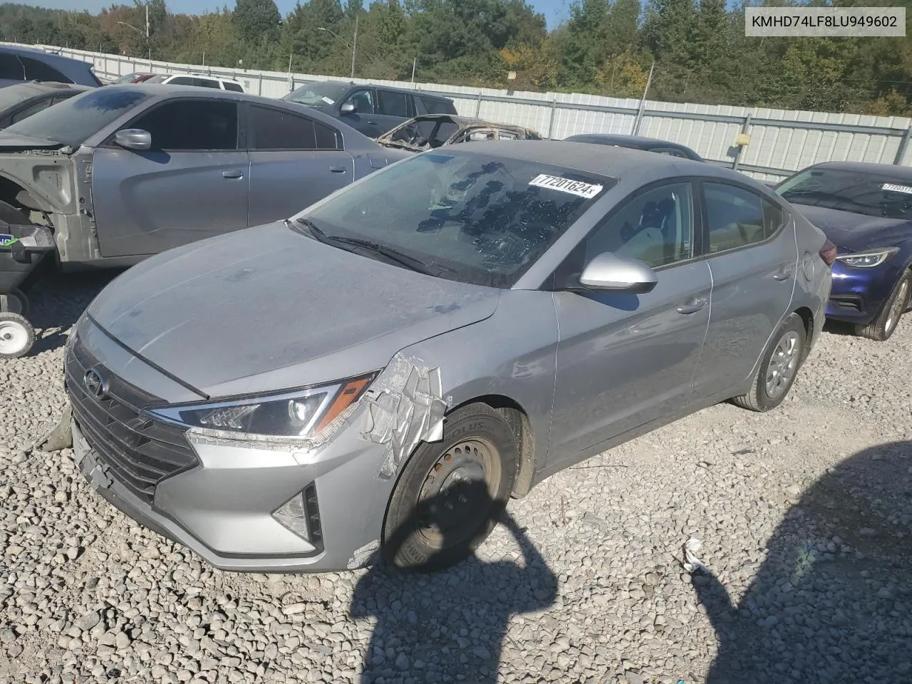 2020 Hyundai Elantra Se VIN: KMHD74LF8LU949602 Lot: 77201624