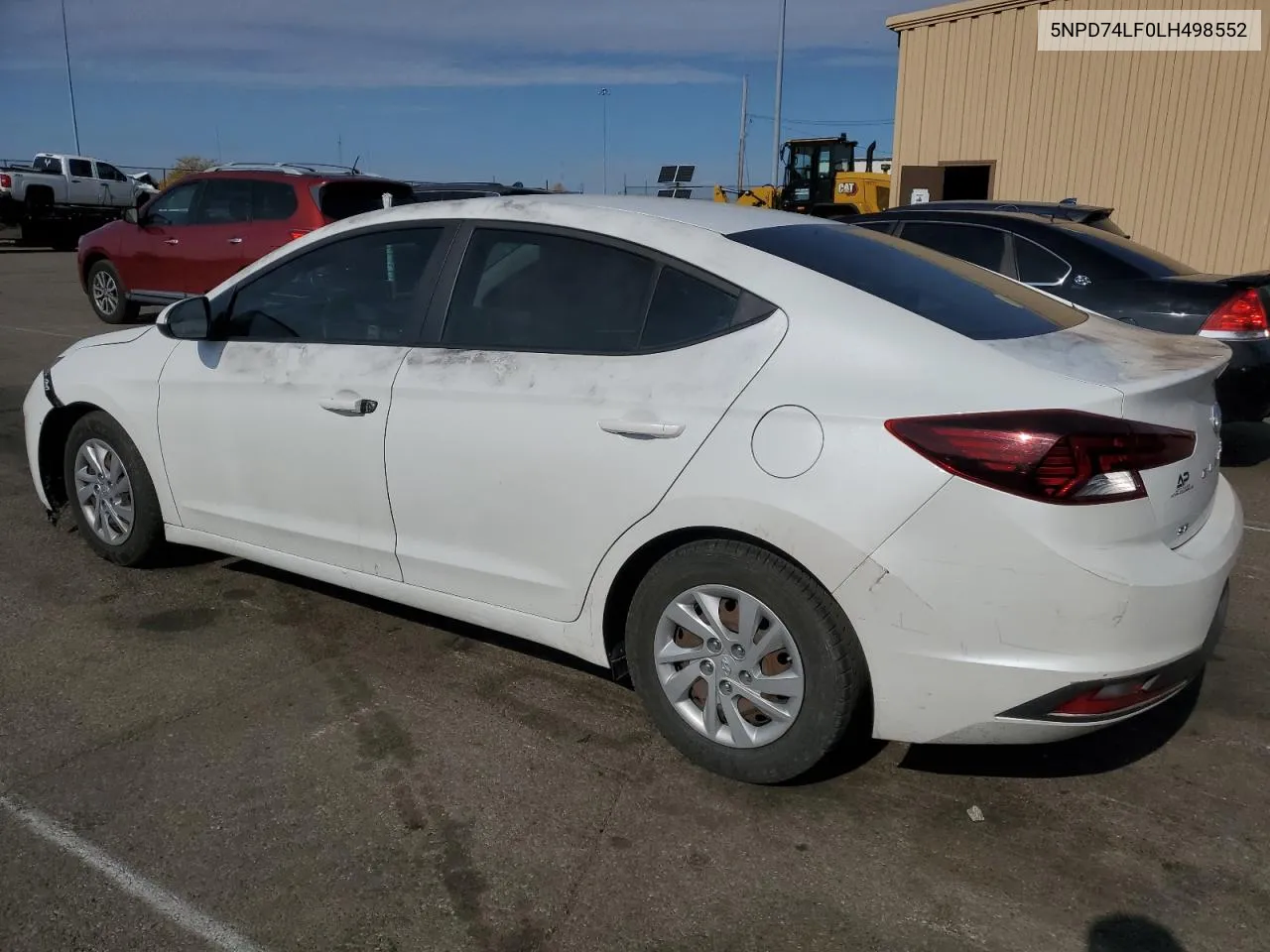 2020 Hyundai Elantra Se VIN: 5NPD74LF0LH498552 Lot: 77609974