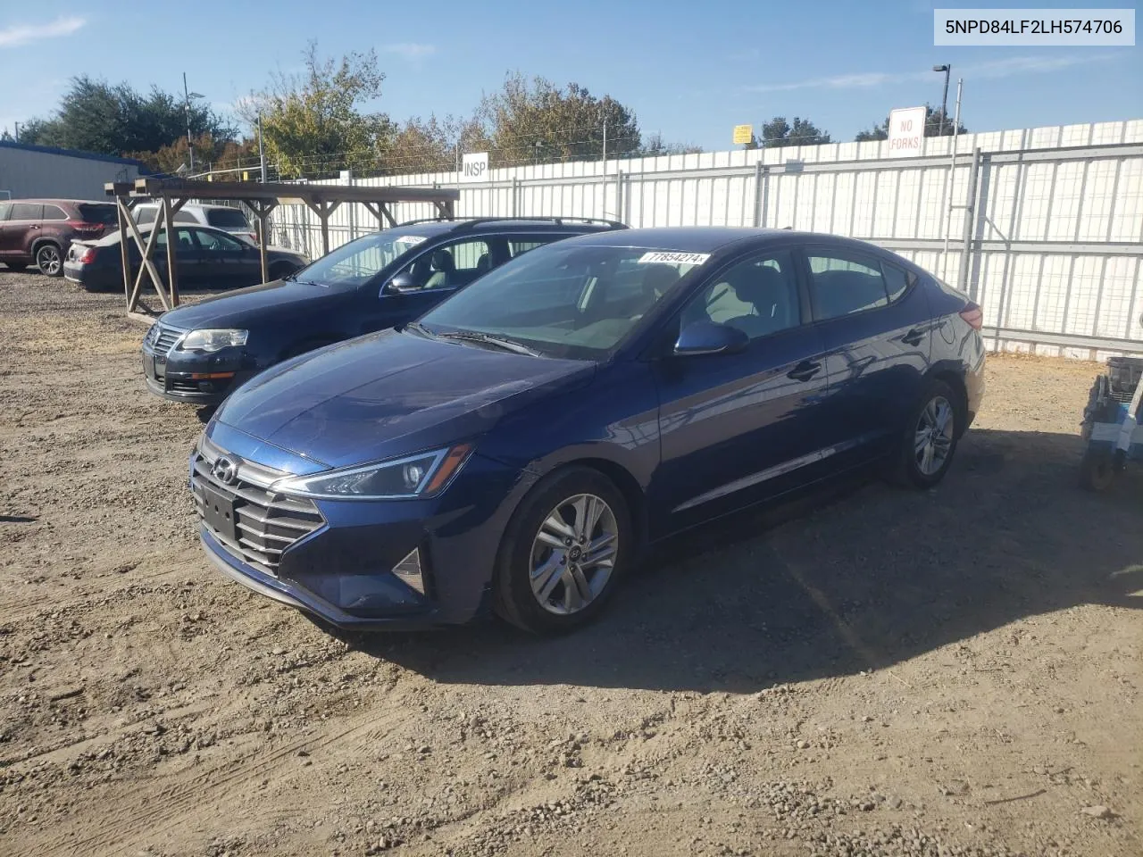 2020 Hyundai Elantra Sel VIN: 5NPD84LF2LH574706 Lot: 77854274