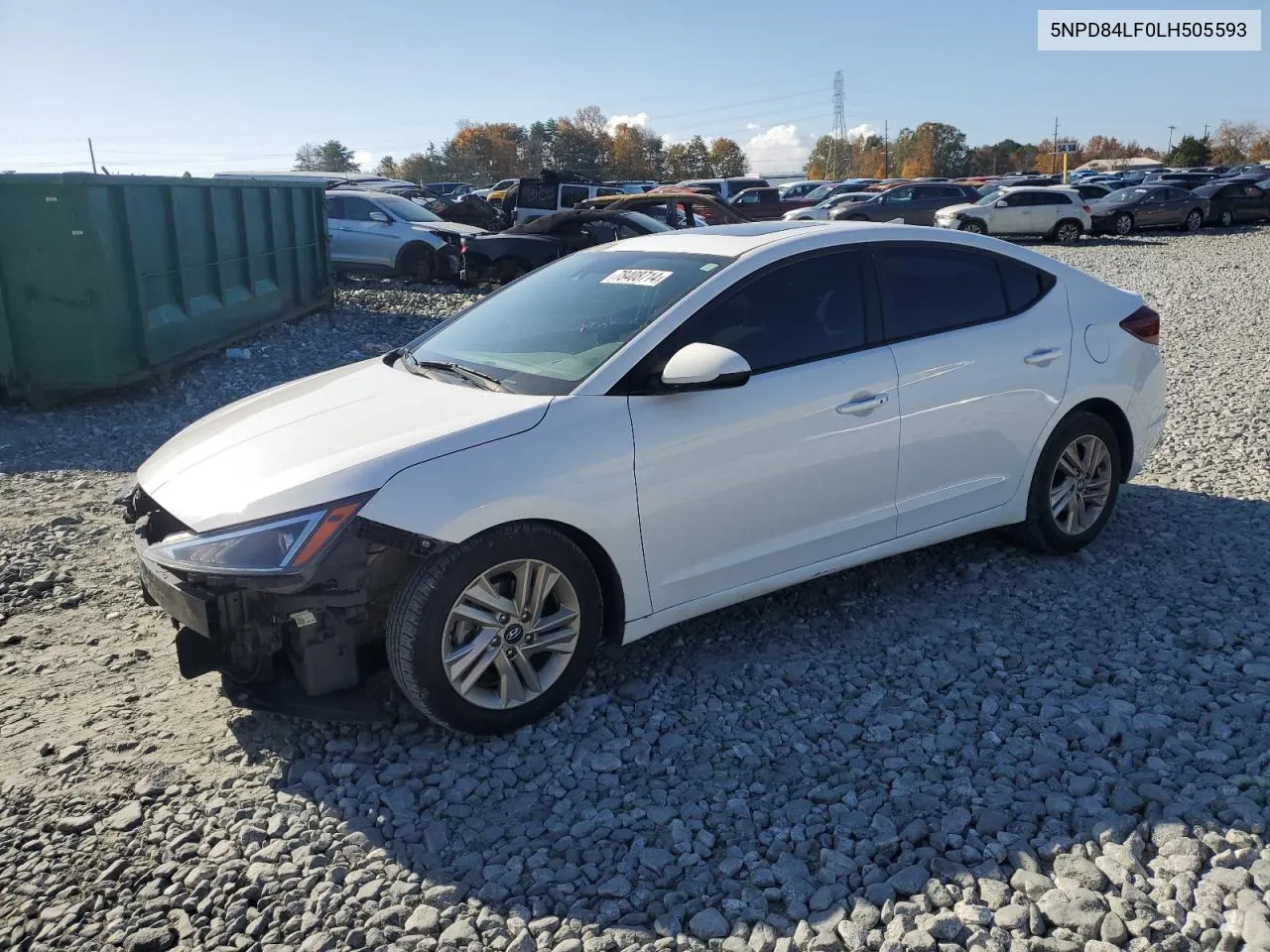 2020 Hyundai Elantra Sel VIN: 5NPD84LF0LH505593 Lot: 78408714