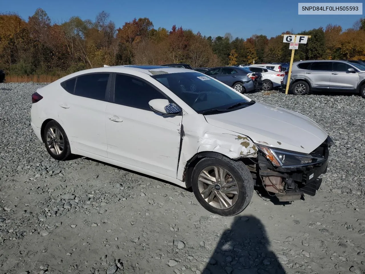 2020 Hyundai Elantra Sel VIN: 5NPD84LF0LH505593 Lot: 78408714