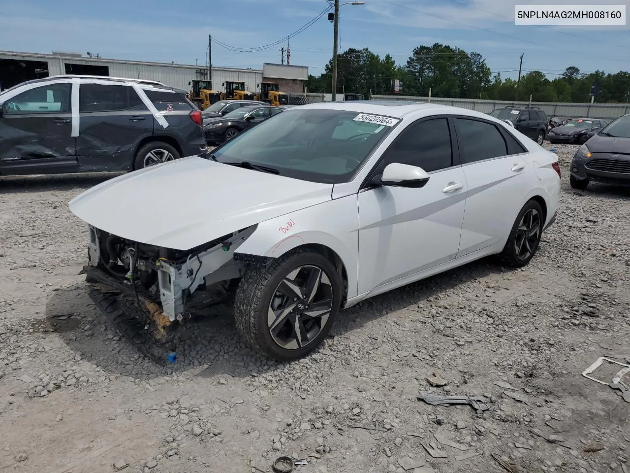 2021 Hyundai Elantra Sel VIN: 5NPLN4AG2MH008160 Lot: 55020964