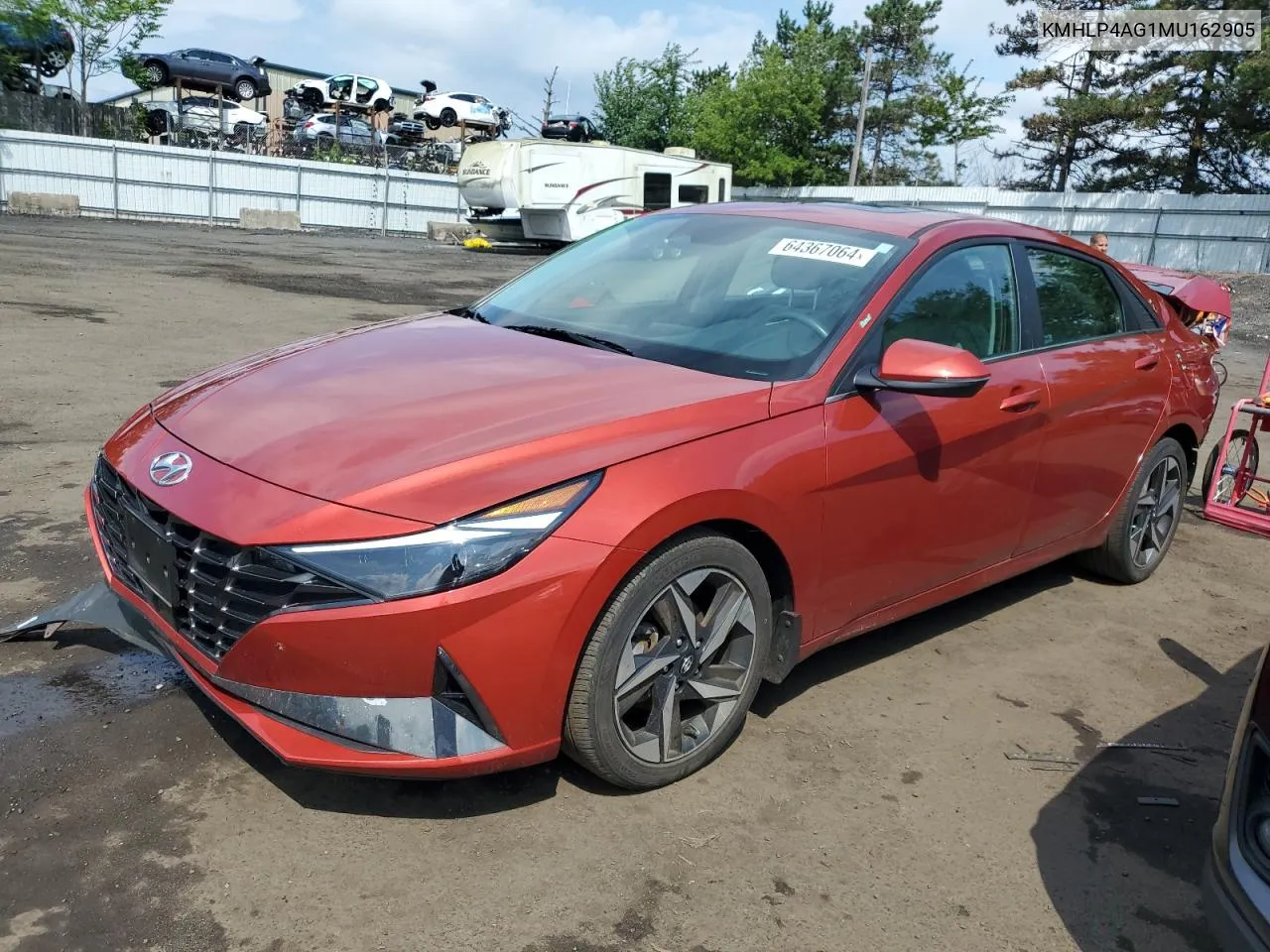 2021 Hyundai Elantra Limited VIN: KMHLP4AG1MU162905 Lot: 64367064