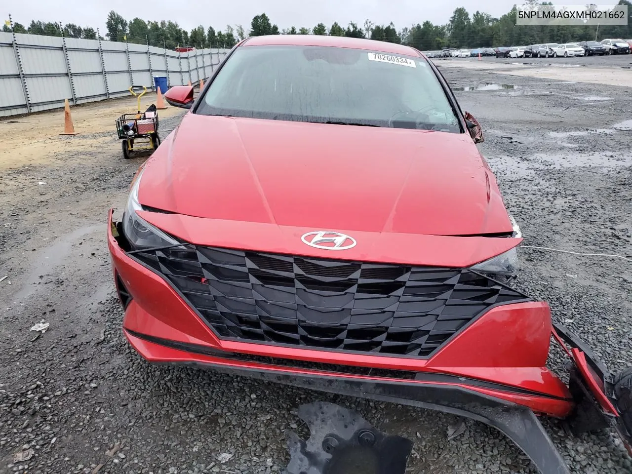 2021 Hyundai Elantra Sel VIN: 5NPLM4AGXMH021662 Lot: 70260334