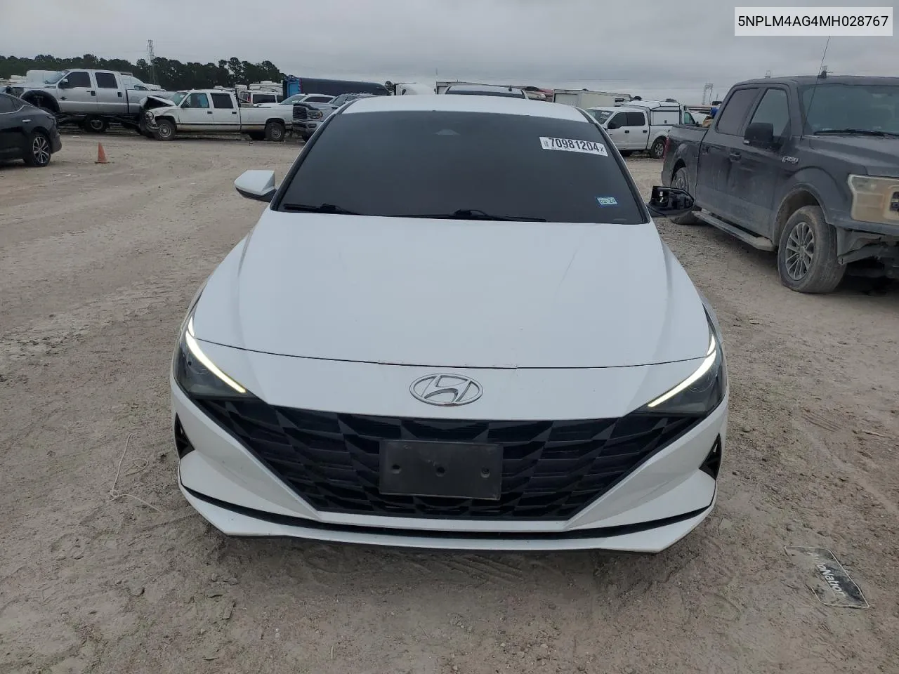 2021 Hyundai Elantra Sel VIN: 5NPLM4AG4MH028767 Lot: 70981204