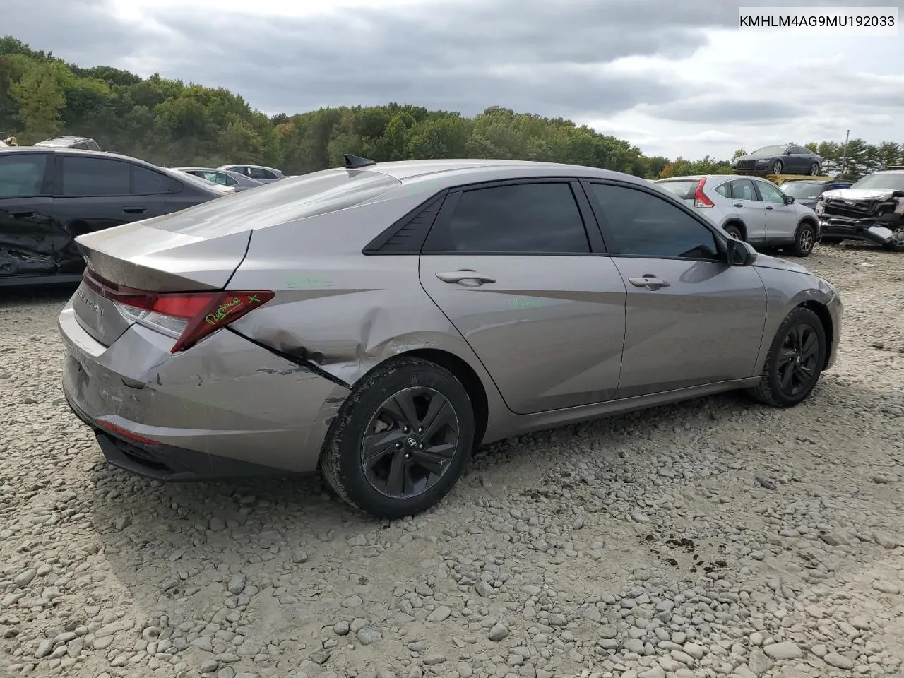 2021 Hyundai Elantra Sel VIN: KMHLM4AG9MU192033 Lot: 71385154