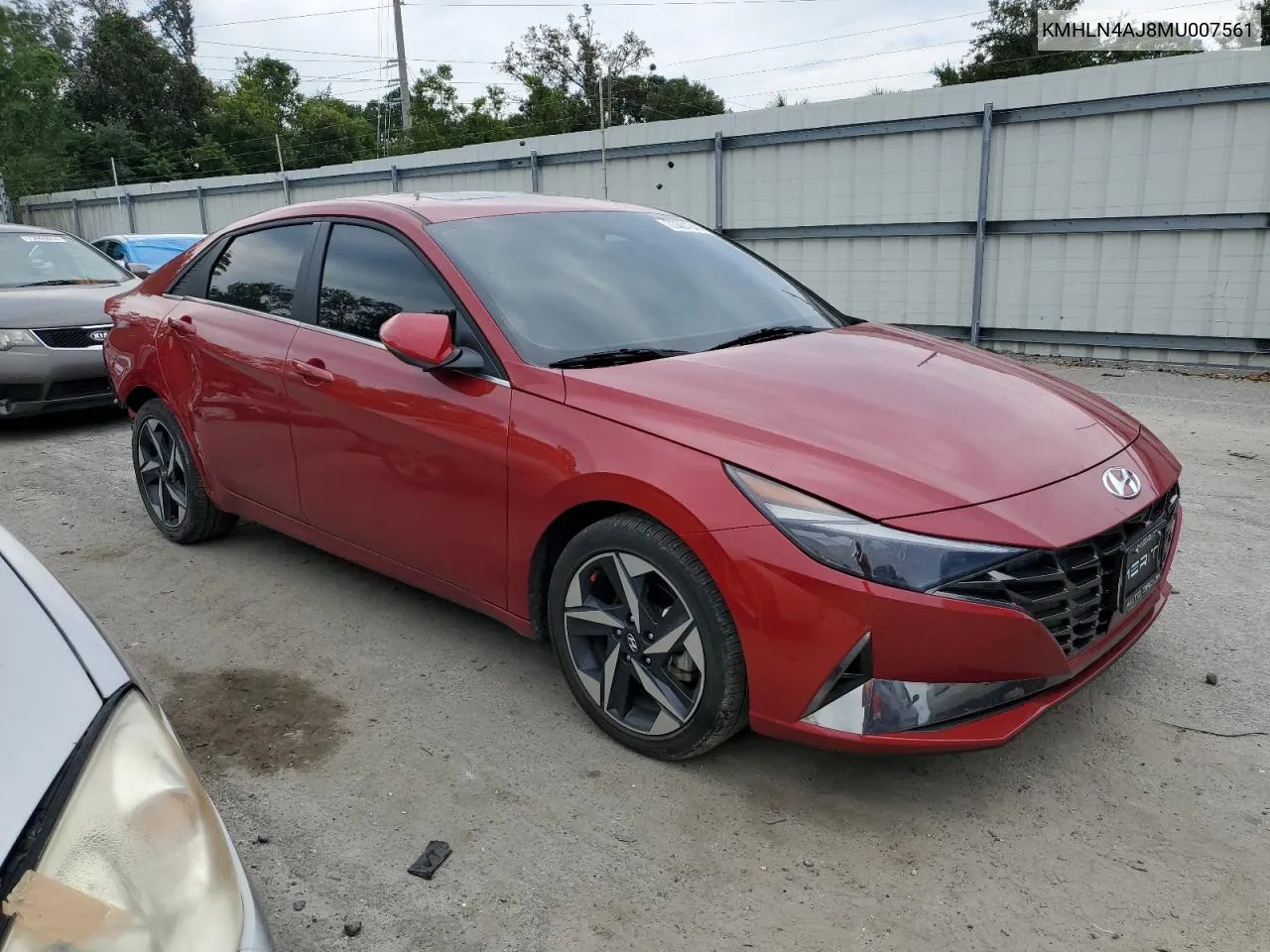 2021 Hyundai Elantra Limited VIN: KMHLN4AJ8MU007561 Lot: 73351944