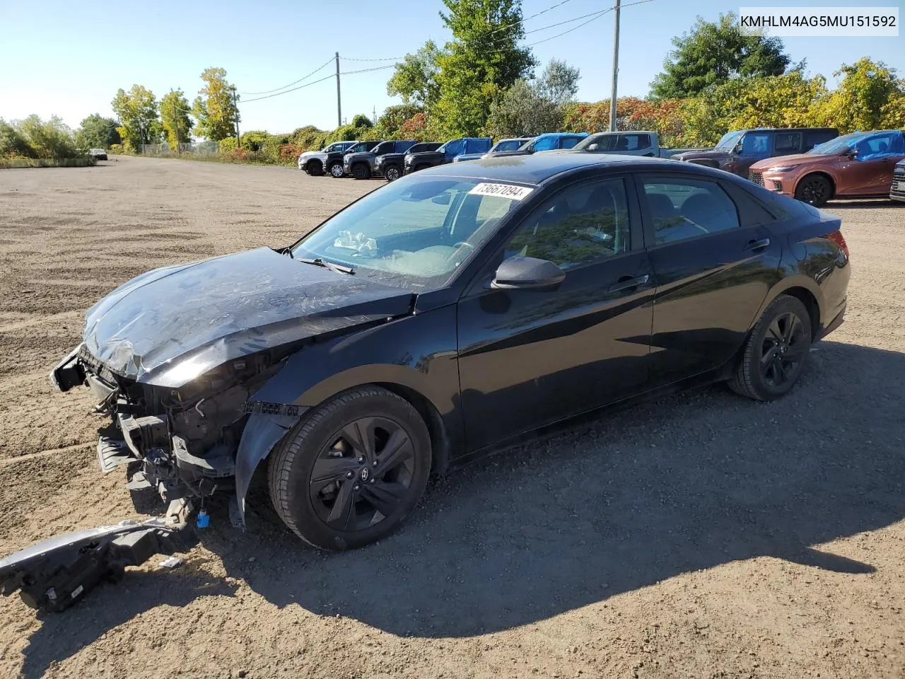 2021 Hyundai Elantra Sel VIN: KMHLM4AG5MU151592 Lot: 73667094