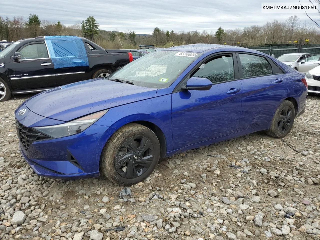 2022 Hyundai Elantra Blue VIN: KMHLM4AJ7NU031550 Lot: 52706994