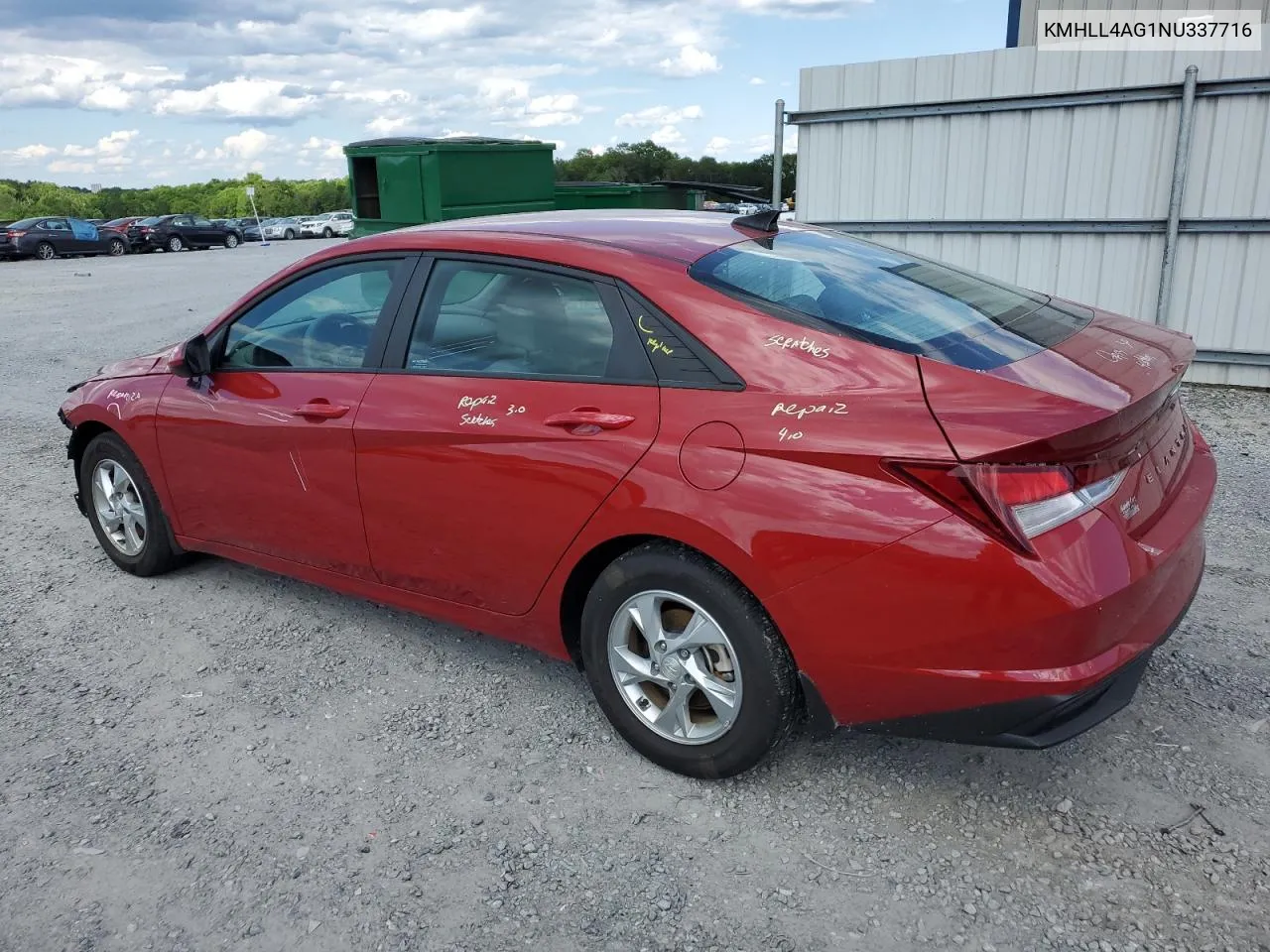 2022 Hyundai Elantra Se VIN: KMHLL4AG1NU337716 Lot: 56210014