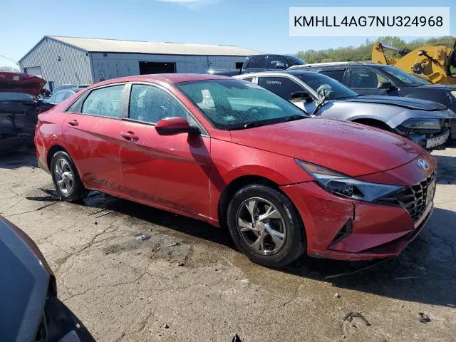 2022 Hyundai Elantra Se VIN: KMHLL4AG7NU324968 Lot: 56939124