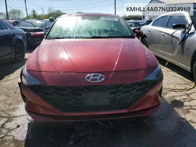 2022 Hyundai Elantra Se VIN: KMHLL4AG7NU324968 Lot: 56939124